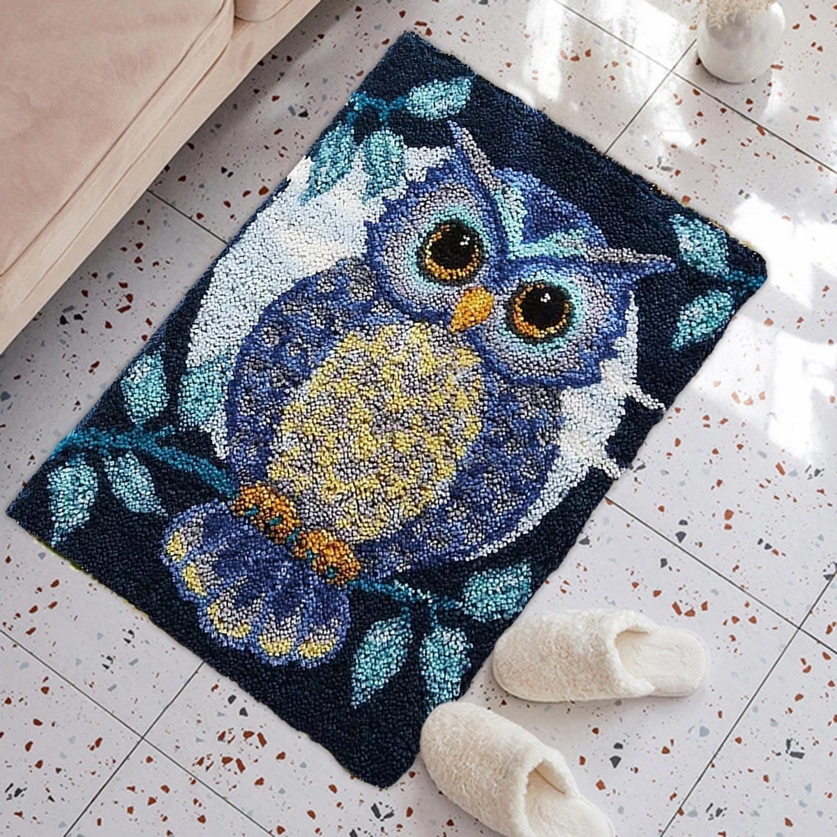 Owl Latch Hook Rug Kit Handmade Carpet Making Kit Latch Hook Kits for Adults