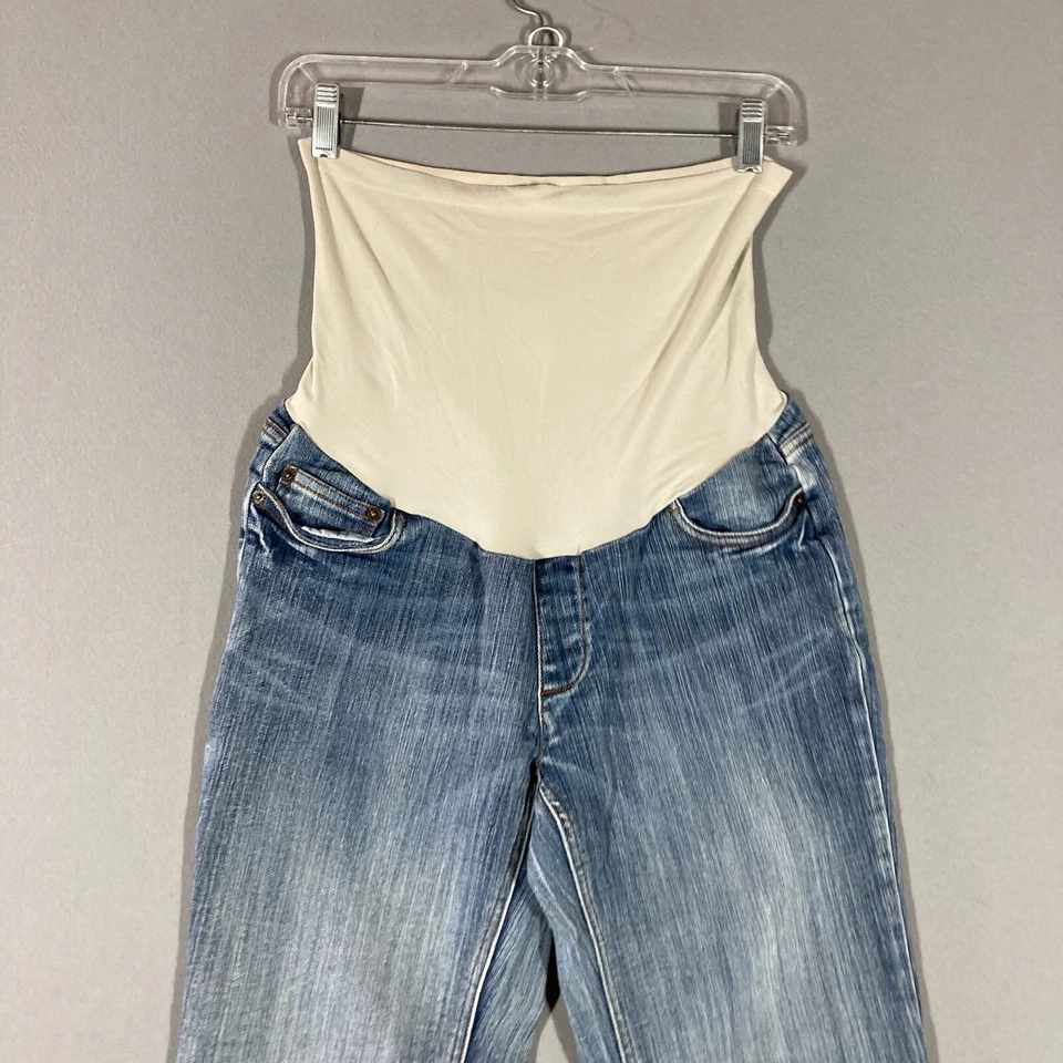 Vintage 90s Y2K Women's Maternity High Rise Flare Jeans Size M Petite PM Stretch - Image 2 of 4