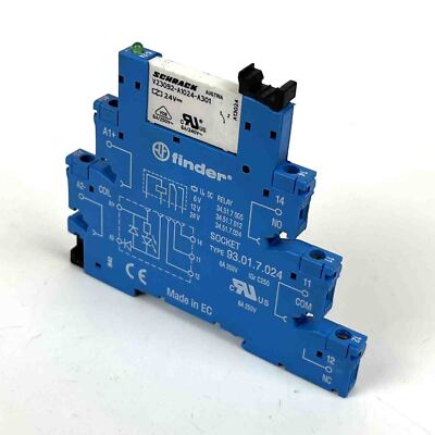 Finder 93.01.7.024 Relaissockel + V23092-A1024-A301 Schrack Relais (4Stk.), used