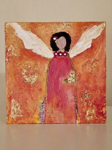 Angel Original Acrylic Mixed Media Painting Contemporary Impressionism - Picture 2 of 2