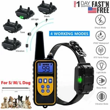 Electric Dog Bark Shock Training Collar Receiver Trainer With Remote Waterproof