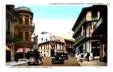 White Border Postcard Panama City Central Avenue City Cars Model T