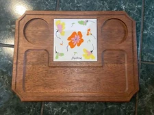 Georges Briard Fall Floral Tile Wooden  Cheese Charcuterie Board Snack Tray MCM