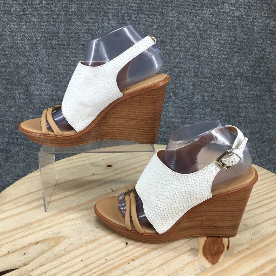 Sandalias Calvin Klein para mujer 9 M Prina con cordones blancas tacón de cuña cómodas informales Foto 2 de 4