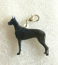 Great Dane Dog Black Acrylic Double-Sided Purse Charm Dangle Zipper Pull Jewelry