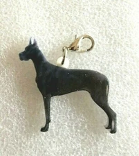 Great Dane Dog Black Acrylic Double-Sided Purse Charm Dangle Zipper Pull Jewelry