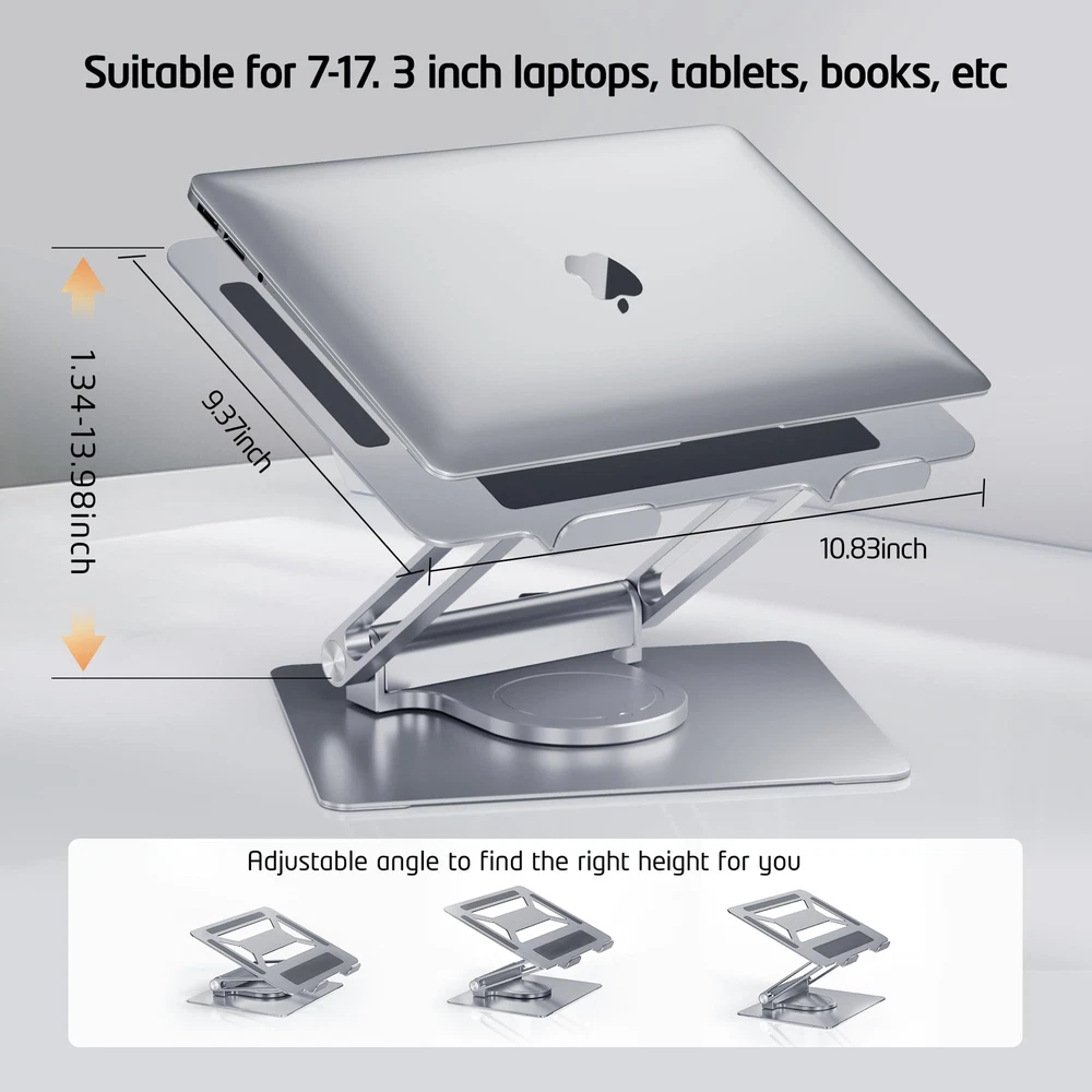 Laptop Stand with USB-C and USB-A, Adjustable Aluminum Laptop Riser for Desk ...