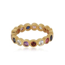18k Gold Plated Silver Multi Color Gemstone Engagement Designer Band Ring