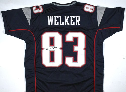 Von Wes Welker signiertes blaues Pro Style Trikot - JSA W * schwarz