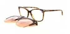 NWT Tom Ford FT 5690-B 056 Leopard Havana Sunglasses Grey Clip on 55 MM TF 5690B