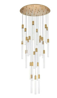 Pendant Crystal Chandelier Satin Gold Foyer Entryway Dining Room Light Fixture