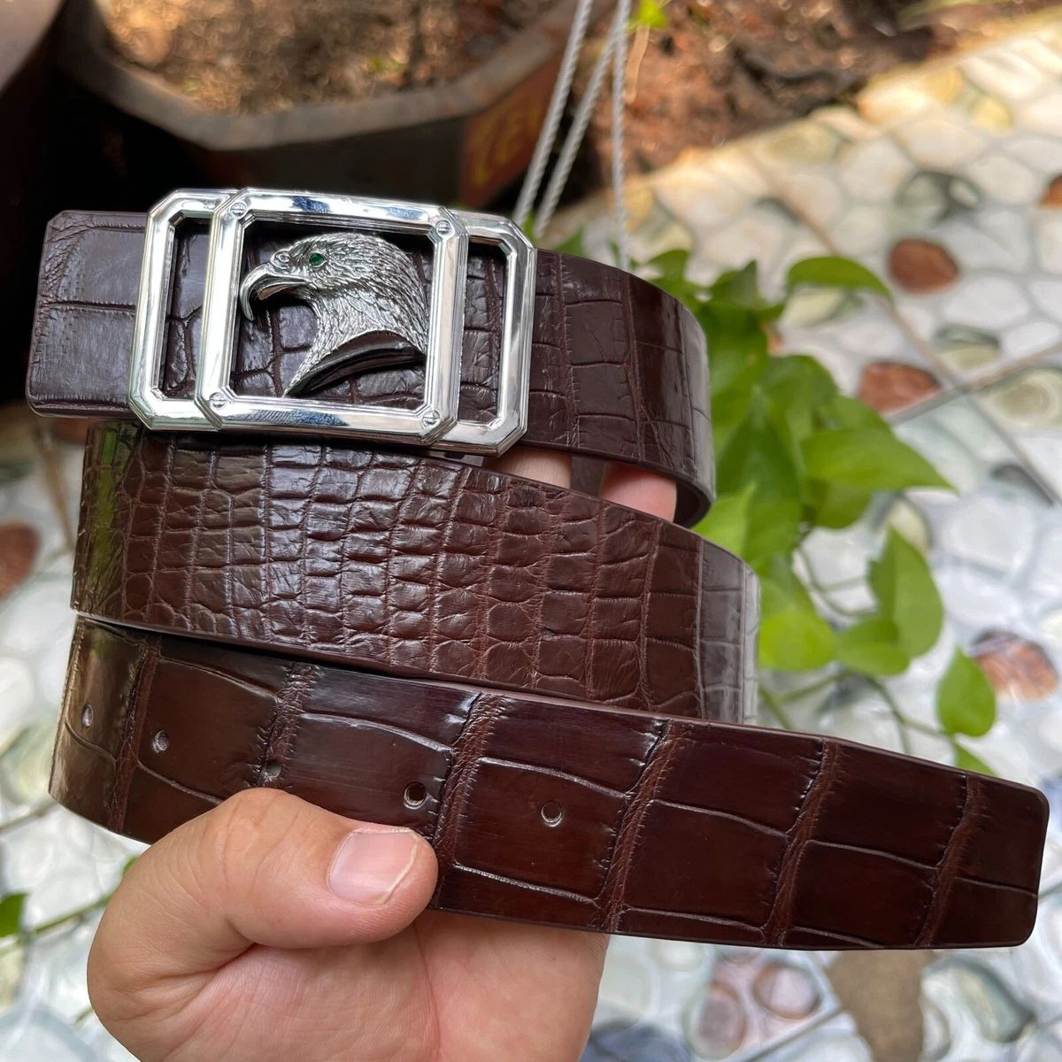 Men Genuine Leather Belts Crocodile Pattern Automatic Buckle Belts For Men Brand  Luxury High Quality Business Strap