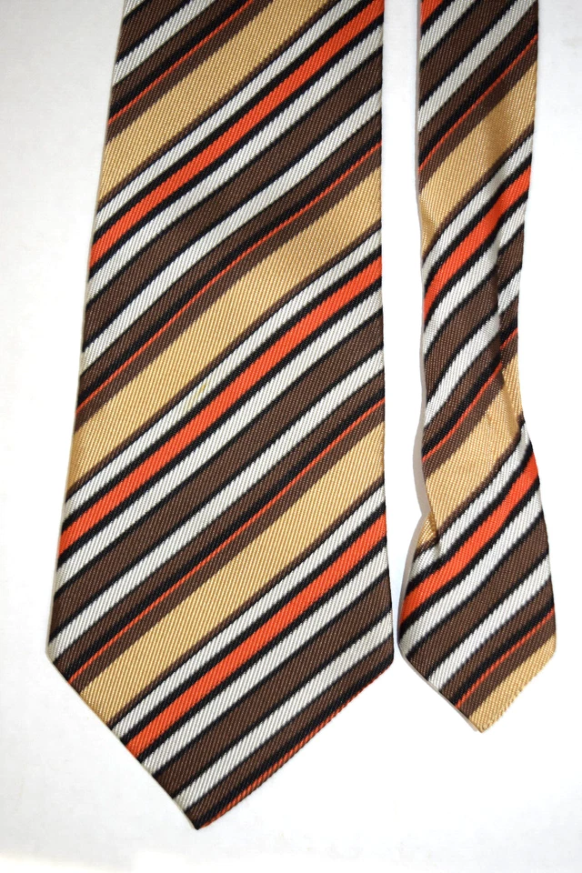 Corbata de Colección Años 60 Acetato Corbata Dorado Tostado Naranja Marrón Rayas 53" x 3.5" Foto 3 de 4