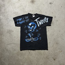 Vintage 90s looney tunes Tweety cool canary aop graphic shirt Size L