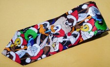 LOONEY TUNES MULTI COLOR LOONEY TUNES CHARECTERS SILK TIE - DESIGNER TIES.