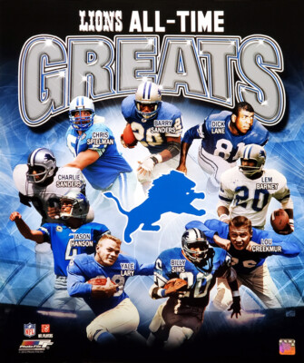 Detroit Lions ALL-TIME GREATS Premium 20x24 POSTER Print SANDERS