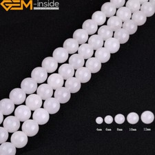 Round White Jade Gemstone Loose Spacer Beads Jewellery Making Strand 15" 8mm