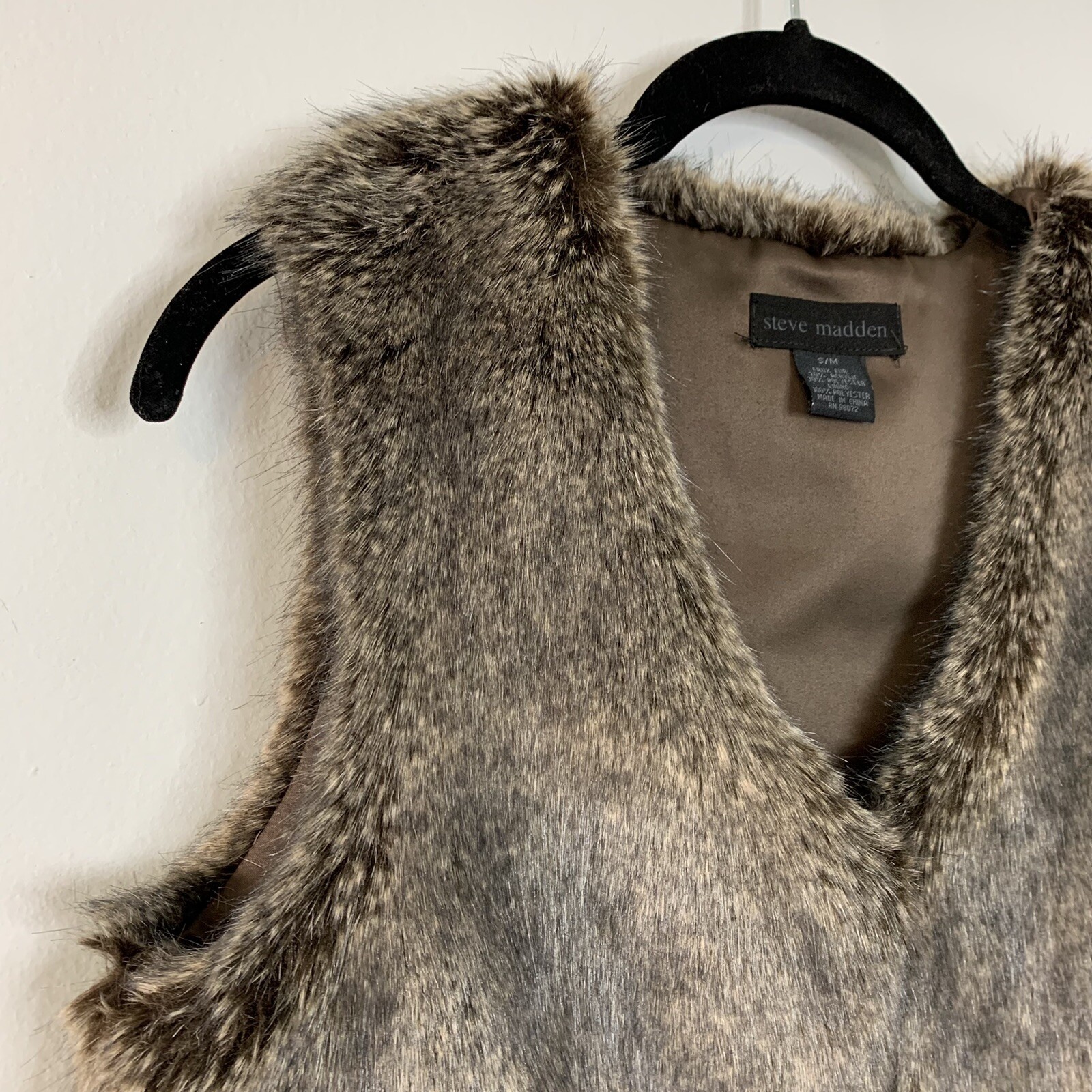 Steve Madden Faux Fur Vest Crop Small 