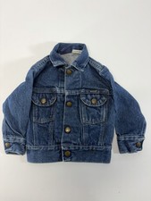 VTG Rustler Kids Denim Jacket Made in USA Size M 5 6 Wrangler Trucker Jean Coat
