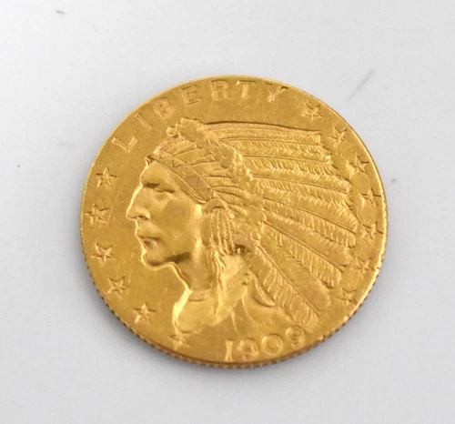 1909 $2.50 Gold Quarter Eagle Indian Head Coin UNC