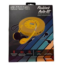 Aiwa Flashback Audio Kit Retro CD Player Wired Headphones NEW IN BOX Yellow
