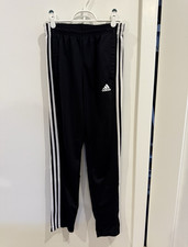 adidas Mens Black Track Pants White 3-Stripes...