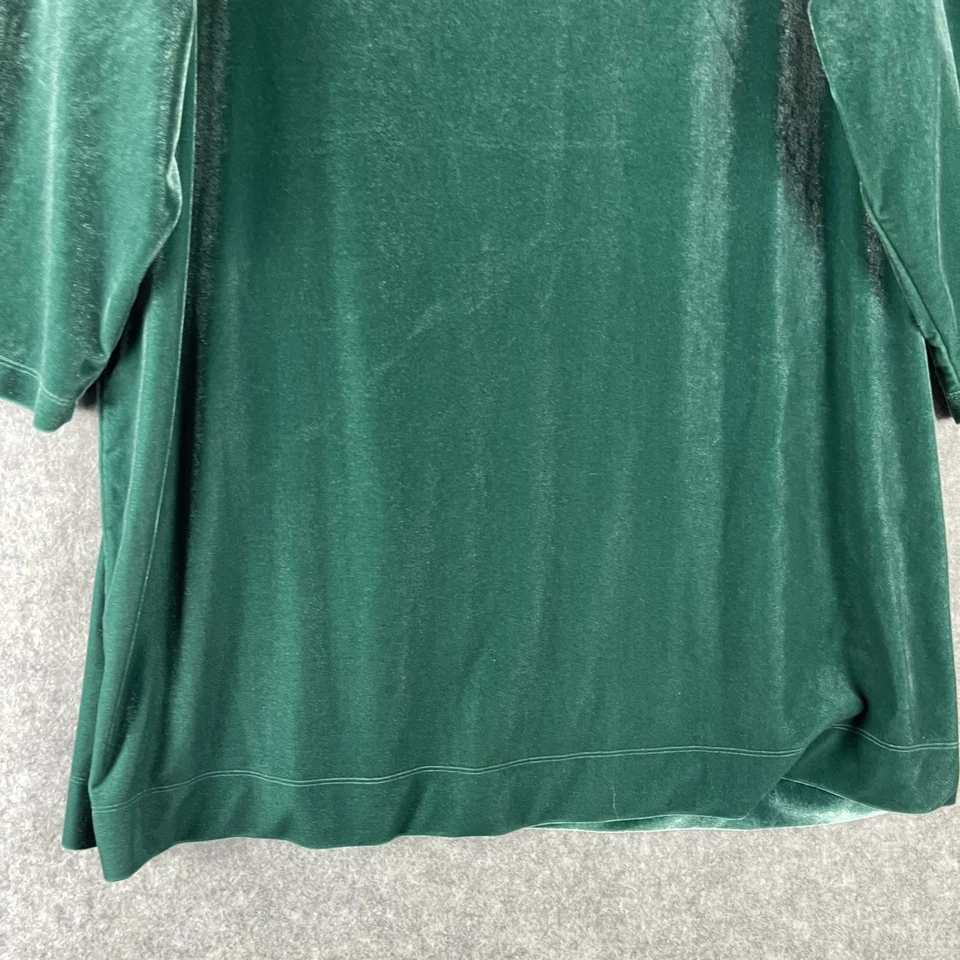Túnica de terciopelo Lands End para mujer 2X 20W 22W verde cuello en V elástica vacaciones Foto 3 de 4