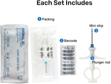 5 Pack 1.25x7mm Pet Cats Dog Microchip ISO Animal RFID Implant Mini Chip ID Tag