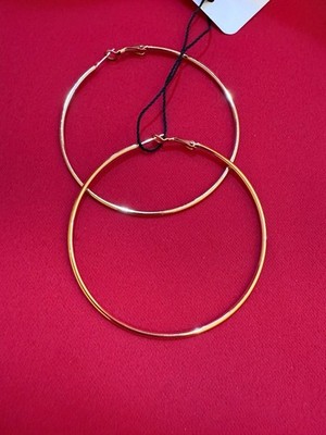 2.6 Inch   High Shine Gold Fashion Round Earrings Hoops Tarnish Resistant