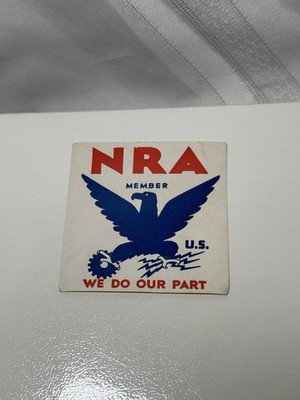 1930s NRA Blue Eagle We Do Our Part New Deal Card 3x3  Original
