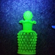 Vintage Uranium Vaseline Fenton Hobnail Glass Perfume Bottle