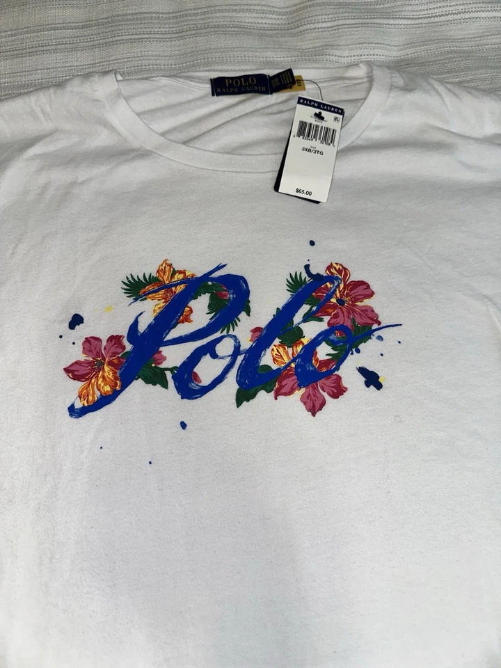 with tags POLO RALPH LAUREN POLO Floral Graphic T-Shirt White Men’s Size 3XB - Image 2 of 4