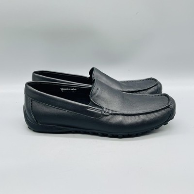 Geox Respira Shoes Men 8.5 Black Leather Moccasin Loafers Slip On Casual Comfort