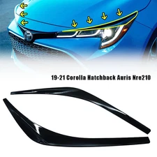Headlight Eyelid Molding Trim Black Pair For 2019-2022 Toyota Corolla Hatchback