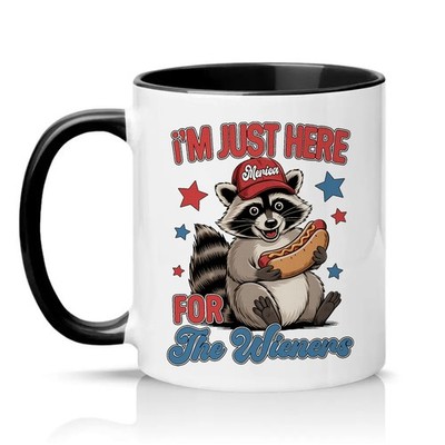 Im Just Here For The Unisex 11 Unzen Keramiktasse Waschbär BBQ Tier Humor Geschenk