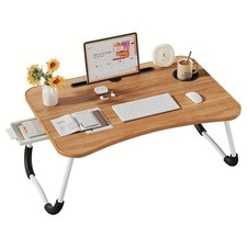 Foldable Lap Desk with Cup Holder Drawer Laptop Bed Table