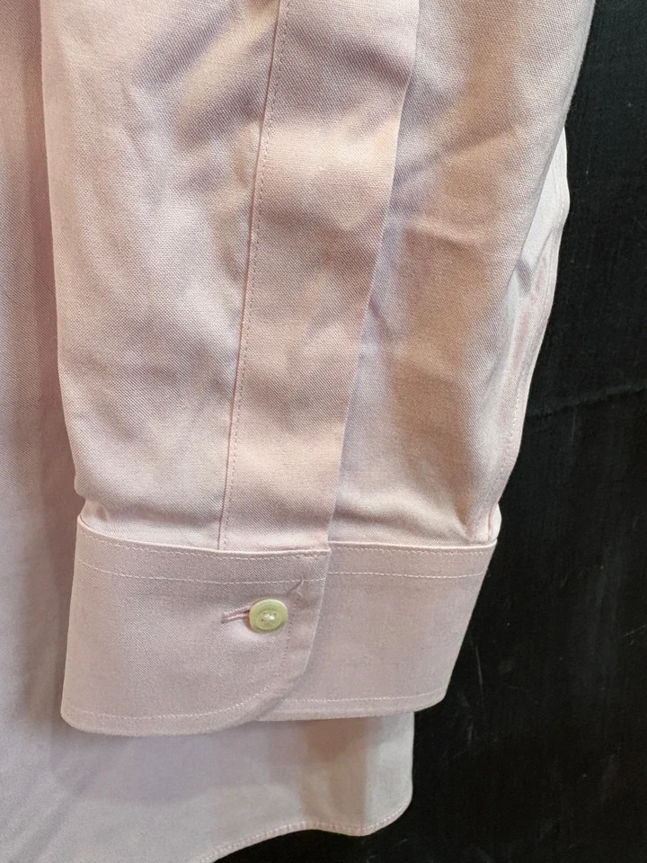 Camisa de vestir Brooks Brothers para hombre 16-32 calce ajustado rosa liso sin planchar elástica Foto 3 de 4