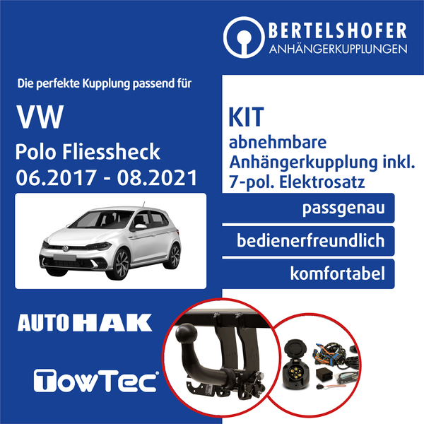 für VW Polo Fliessheck Typ AW1/BZ1 06.2017-08.2021 AHK Abn +7Pol Spez E-Satz KPL-image