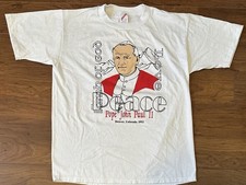 Vintage 1993 Pope John Paul II USA Tour T-Shirt Catholic Denver Colorado Large