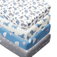 4 Pack Soft Baby Boy Crib Sheets for Standard Crib Mattress Dinosaur Star Clo...