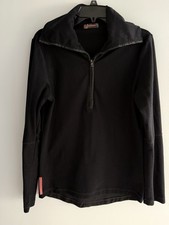 Prada Sport Linea Rossa Black 1/4 Zip Pullover Elbow Patches Women's M Italy
