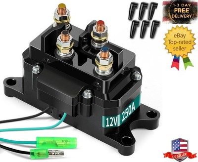 12V 250A Winch Solenoid Relay Contactor with 6 Protecting Caps for ATV UTV 20...