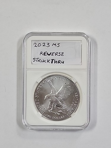 2023 $1 American Silver Eagle Mint Error Reverse Struck Thru - Picture 1 of 2