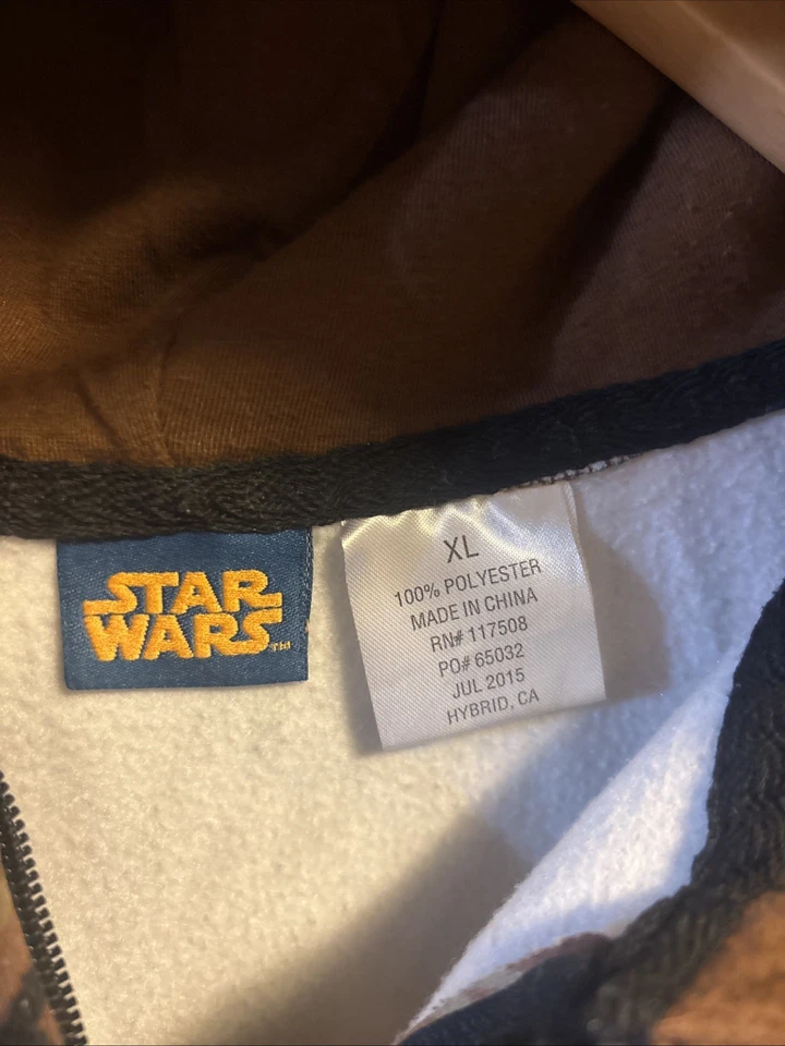 Star Wars Chewbacca Full Zip Hoodie with Masked Hood Boys Size XL - Image 2 of 3