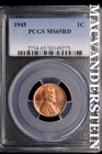1945 Lincoln Wheat Cent-PCGS MS65 Red Ch Gem BU No Reserve #SLL148
