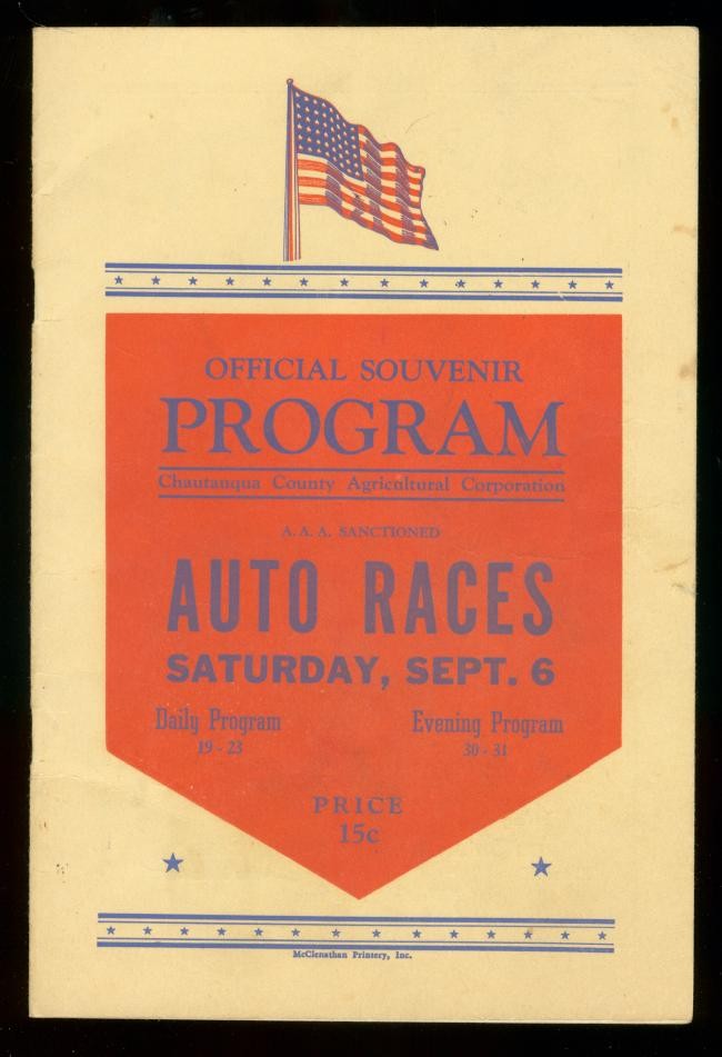 Csra Racing Poster Chautauqua County Fair Racing Program September 1941 CSRA BIG CAR VG | eBay