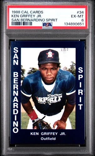 1988 CAL CARDS SAN BERNARDINO SPIRIT #34 KEN GRIFFEY JR. PSA 6