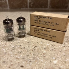 Sylvania 12AV7 Electron Tubes Lot Of 2 NOS Packed 4-66
