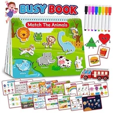  Montessori Busy Book for Toddlers 3-5, Preschool Learning Activities, Blue