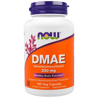 NOW DMAE 250mg 100 Capsules Pack of 2 Nutritional Supplement for Brain Health